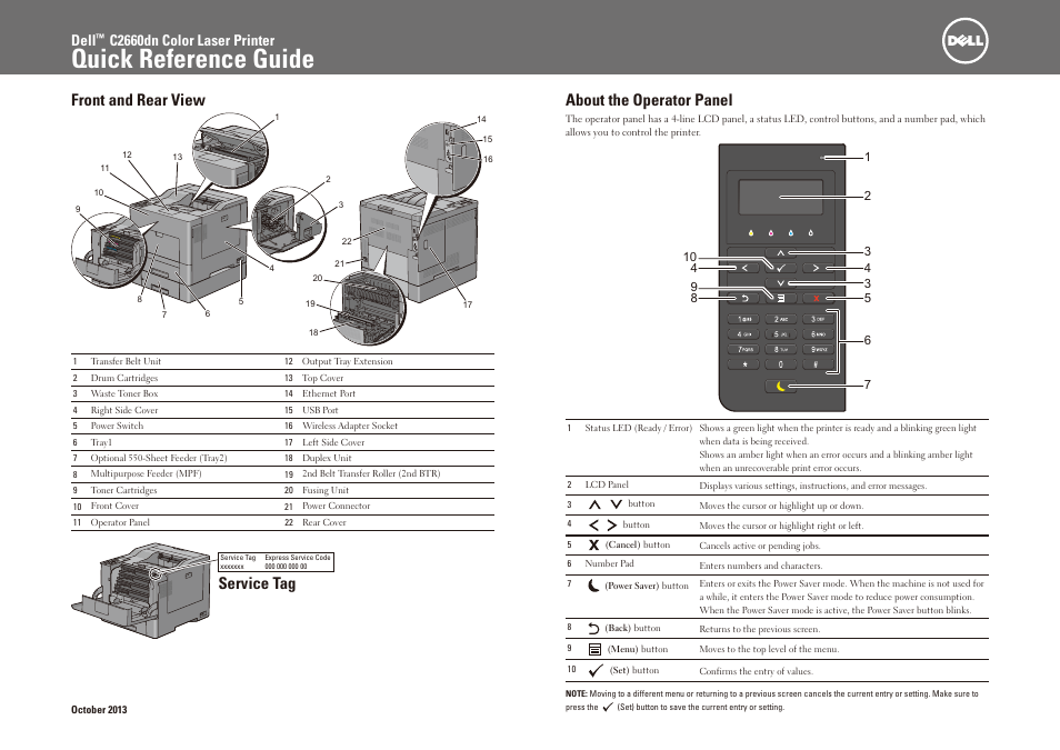 Dell C2660dn Color Laser Printer User Manual | 2 pages
