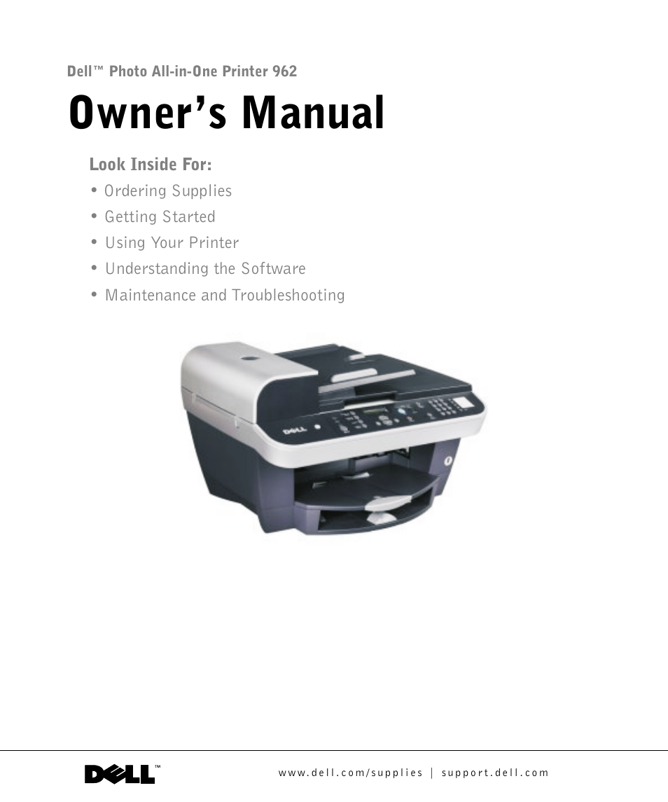 Dell 962 All In One Photo Printer User Manual | 122 pages
