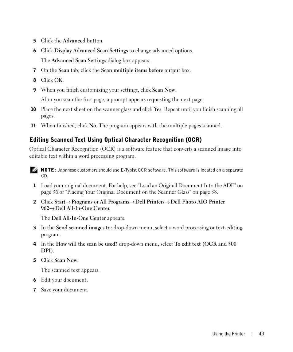 Dell 962 All In One Photo Printer User Manual | Page 49 / 122