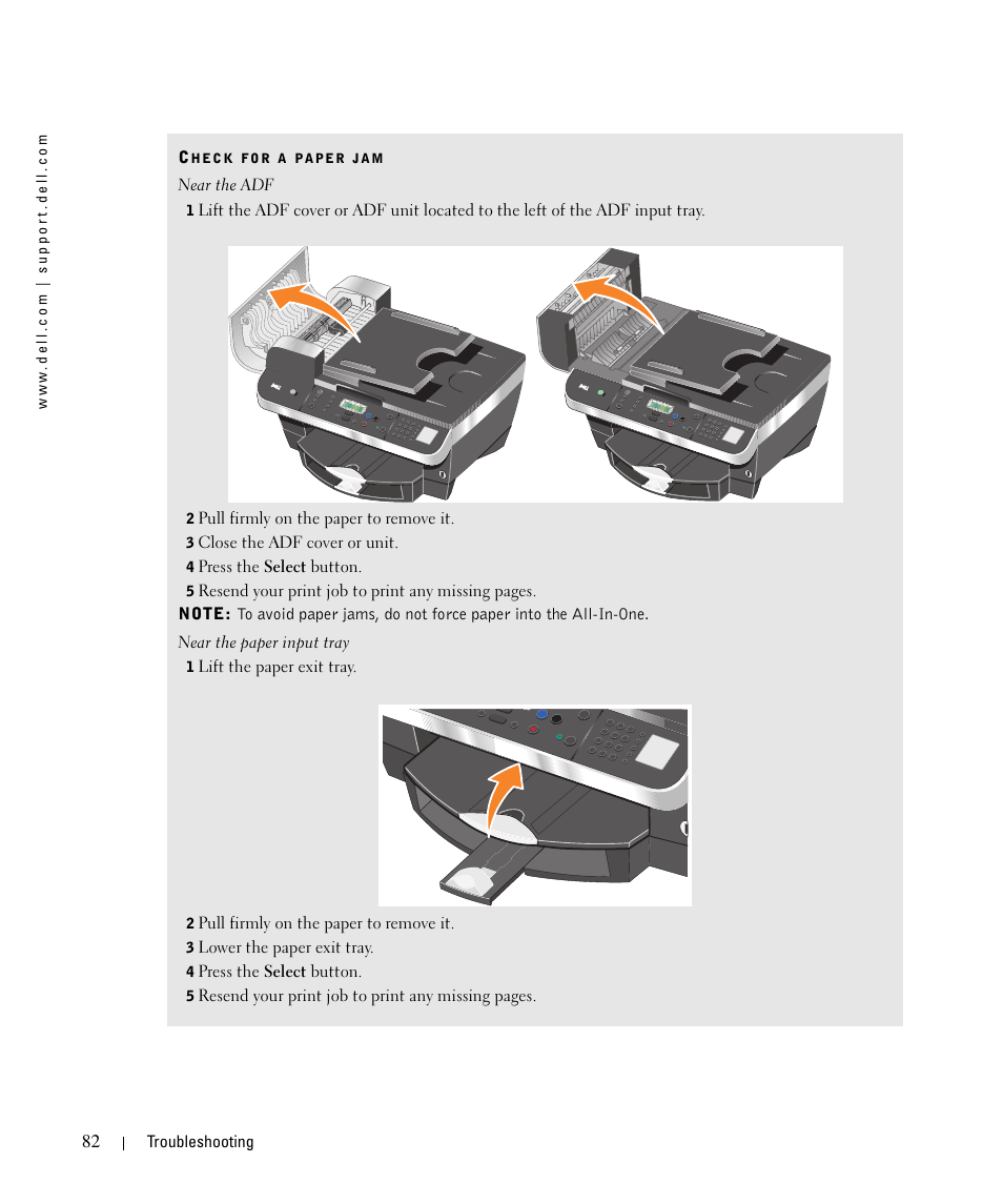 H e c k, F o r, P a p e r | J a m, P a g e | Dell 962 All In One Photo Printer User Manual | Page 82 / 122