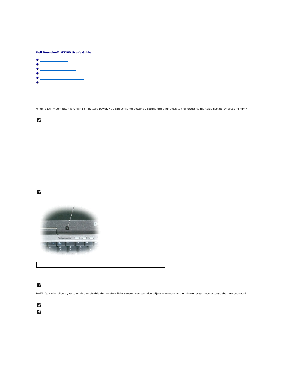 Using the display, Adjusting brightness, Using the ambient light sensor | Switching the video image | Dell Precision M2300 (Late 2007) User Manual | Page 18 / 104