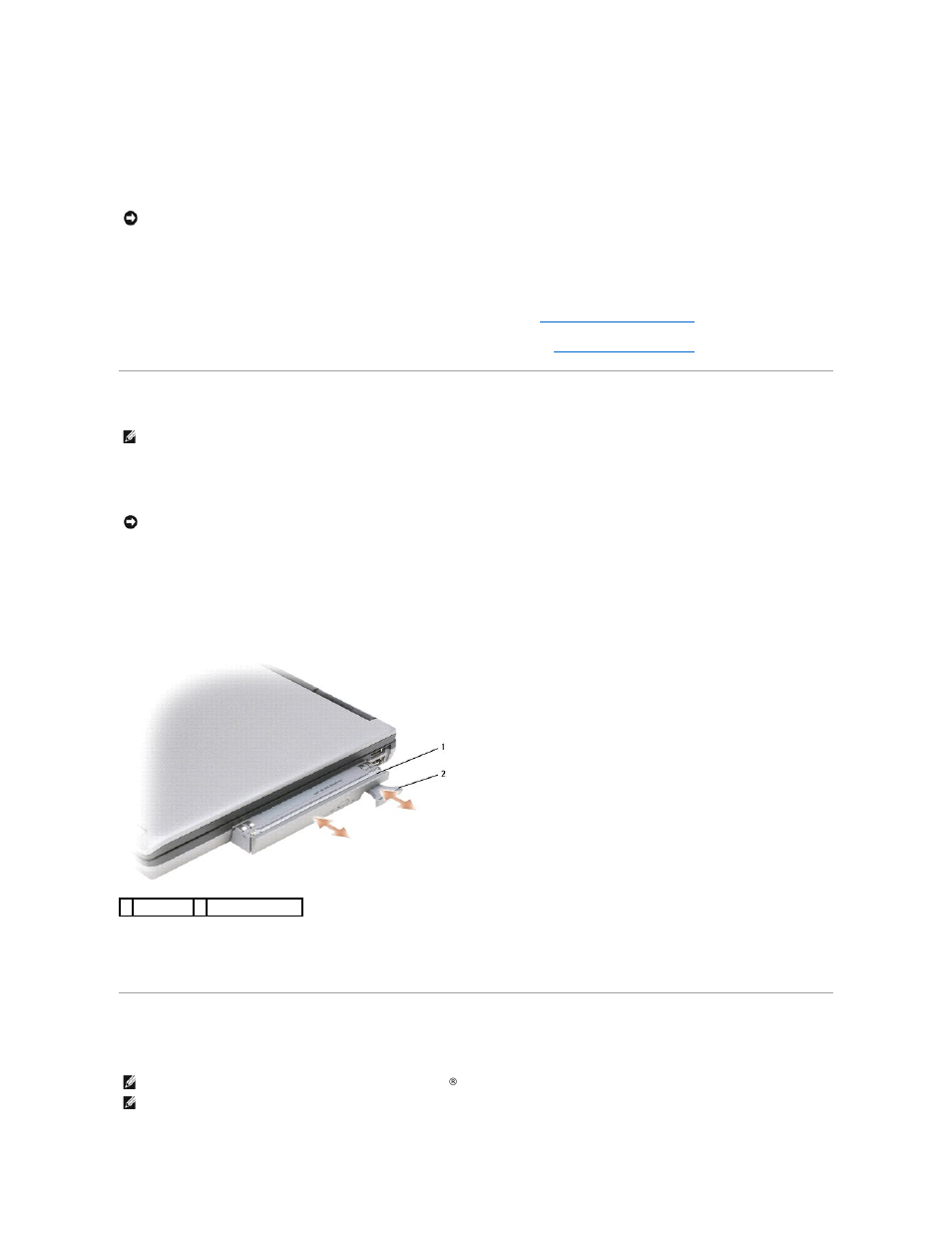 Media bay, Fcm (flash cache module), Removing media bay devices | Dell Precision M2300 (Late 2007) User Manual | Page 59 / 104