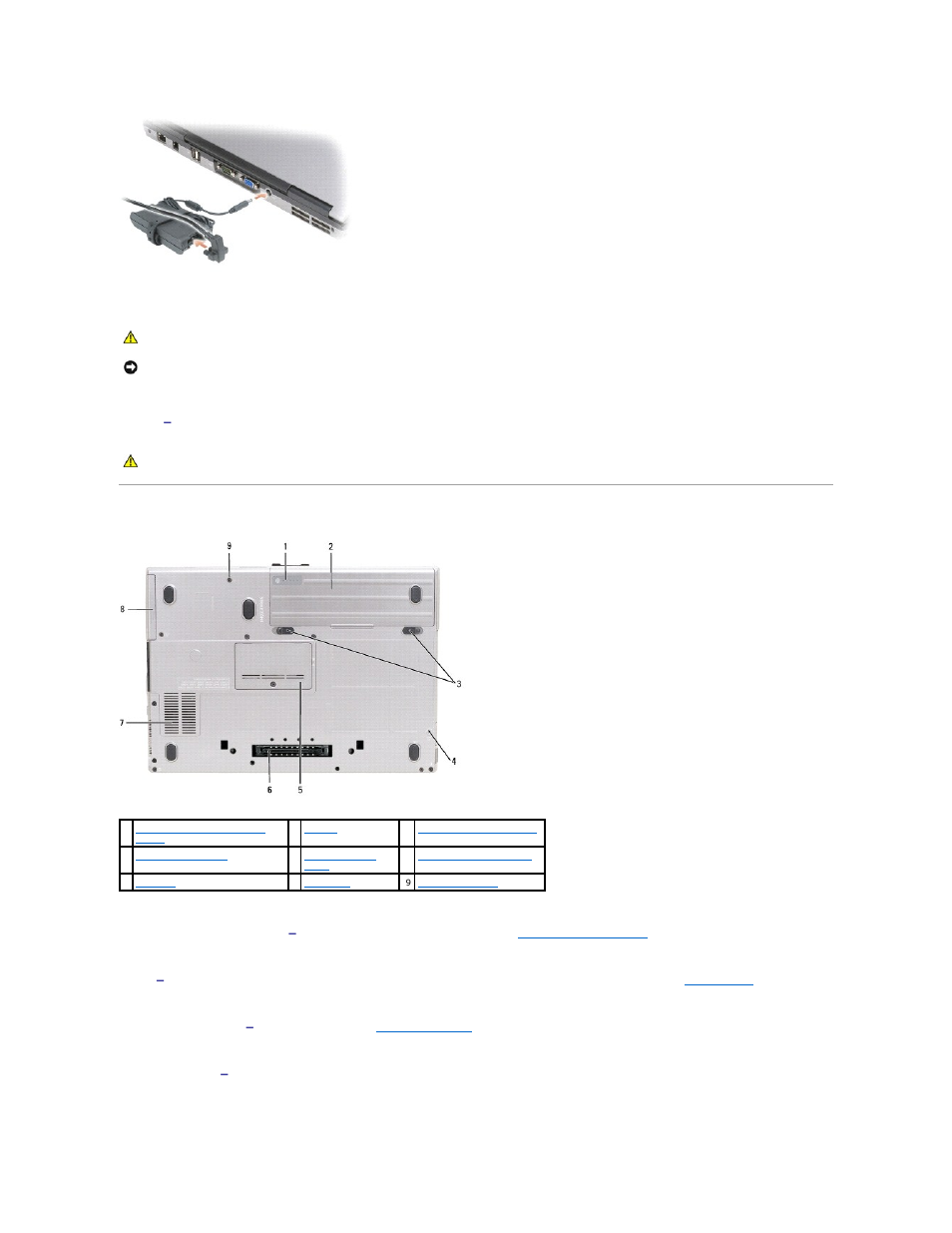 Bottom view, Air vents | Dell Precision M2300 (Late 2007) User Manual | Page 7 / 104