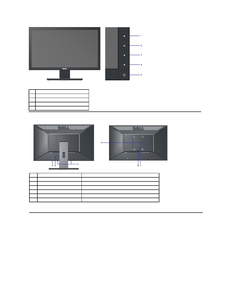 Back view, Side view | Dell E2010H Monitor User Manual | Page 4 / 30