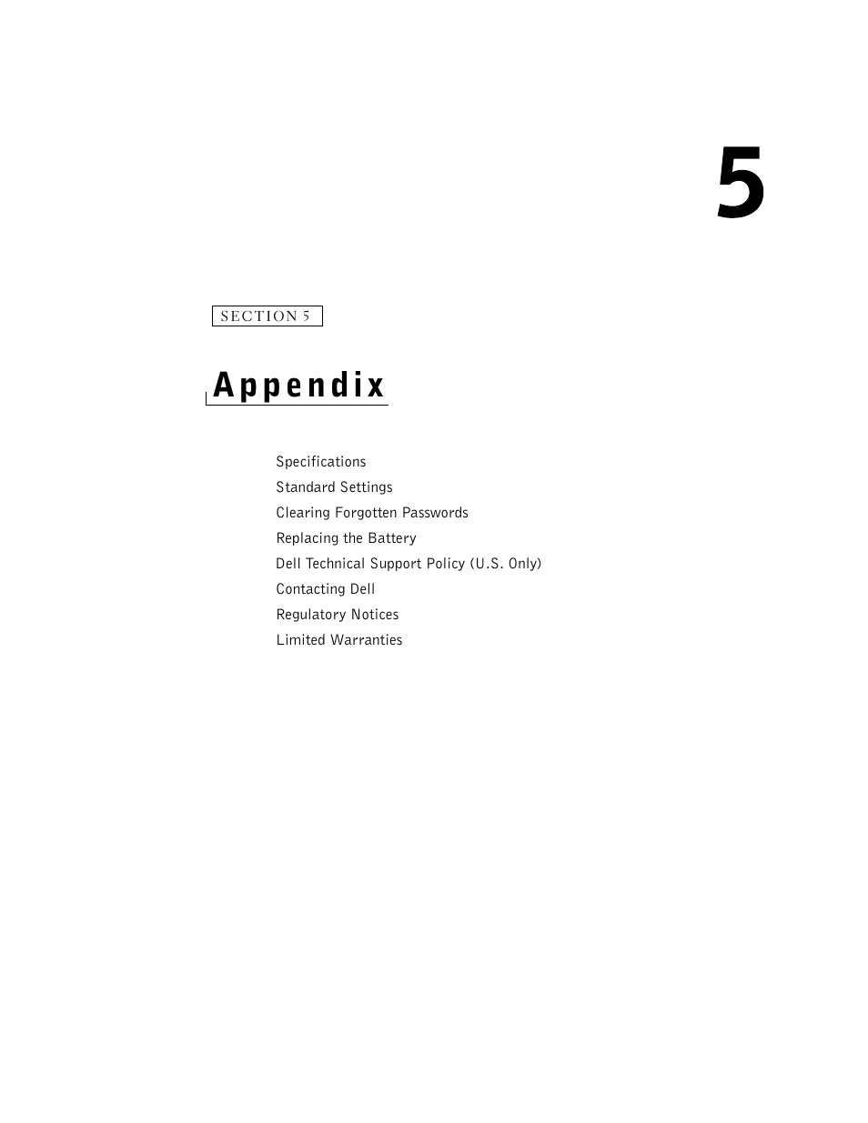 Appendix, 5 appendix | Dell Dimension 8300 User Manual | Page 101 / 146