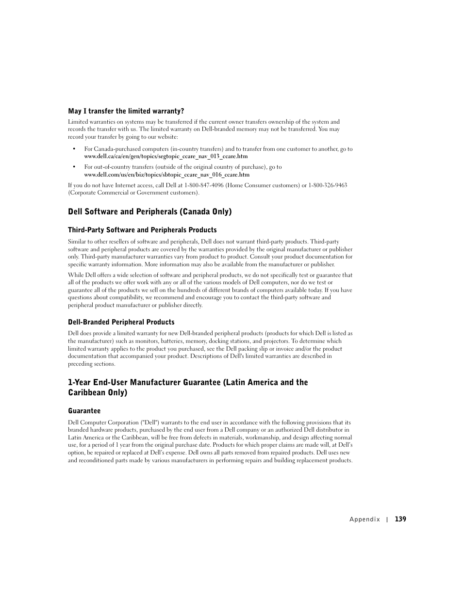 Dell software and peripherals (canada only) | Dell Dimension 8300 User Manual | Page 139 / 146