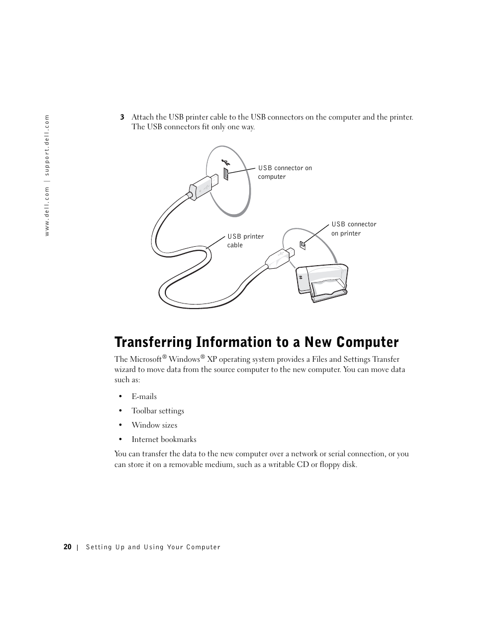 Transferring information to a new computer | Dell Dimension 8300 User Manual | Page 20 / 146