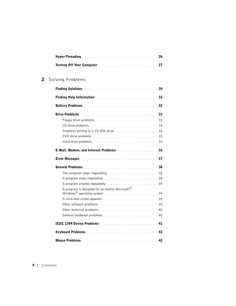 2 solving problems | Dell Dimension 8300 User Manual | Page 4 / 146