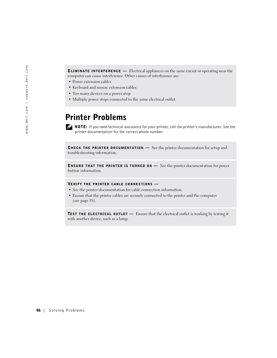 Printer problems | Dell Dimension 8300 User Manual | Page 46 / 146