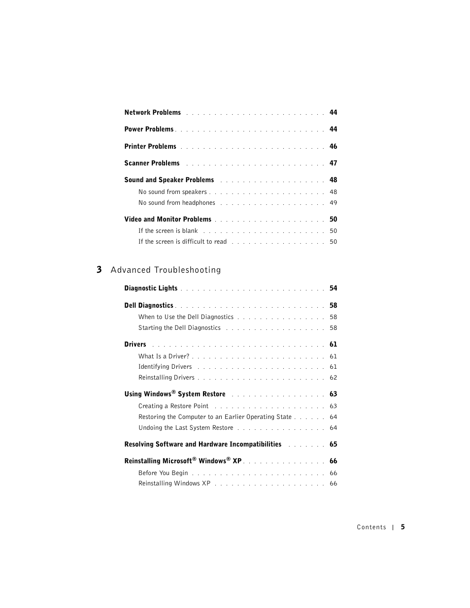 3 advanced troubleshooting | Dell Dimension 8300 User Manual | Page 5 / 146