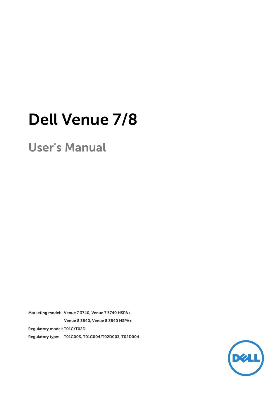 Dell Venue 7 3740 User Manual | 32 pages