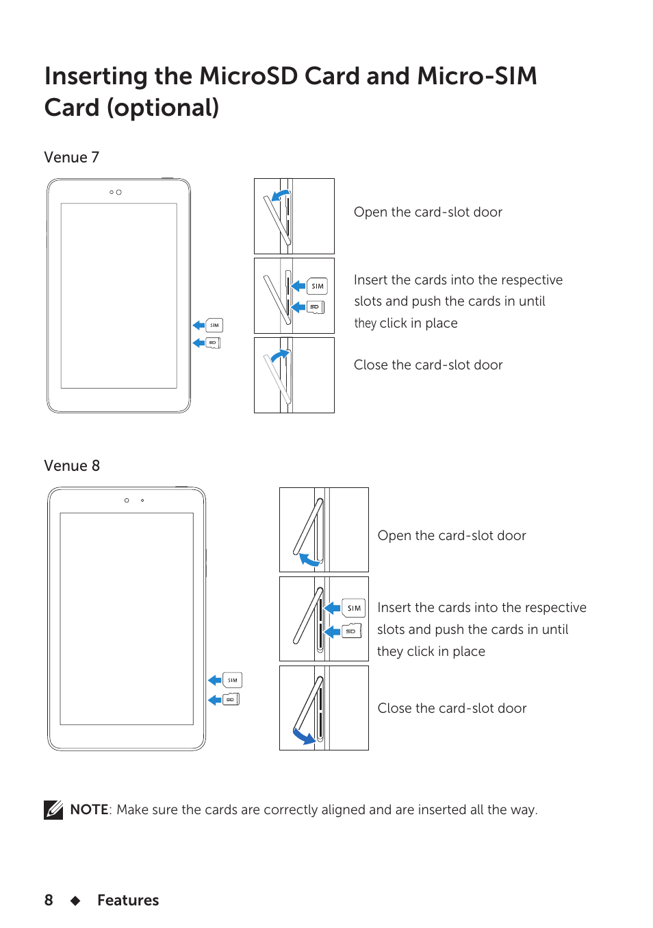 Figure, Venue 7, Features | Venue 8 | Dell Venue 7 3740 User Manual | Page 8 / 32