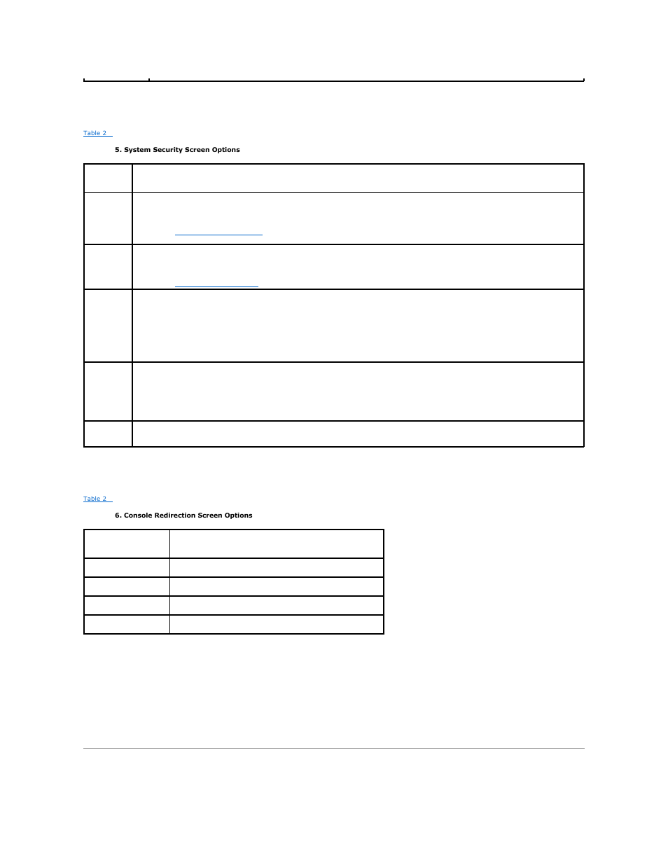 System and setup password features, Console redirection screen, System security screen | Exit screen | Dell PowerEdge 830 User Manual | Page 12 / 21