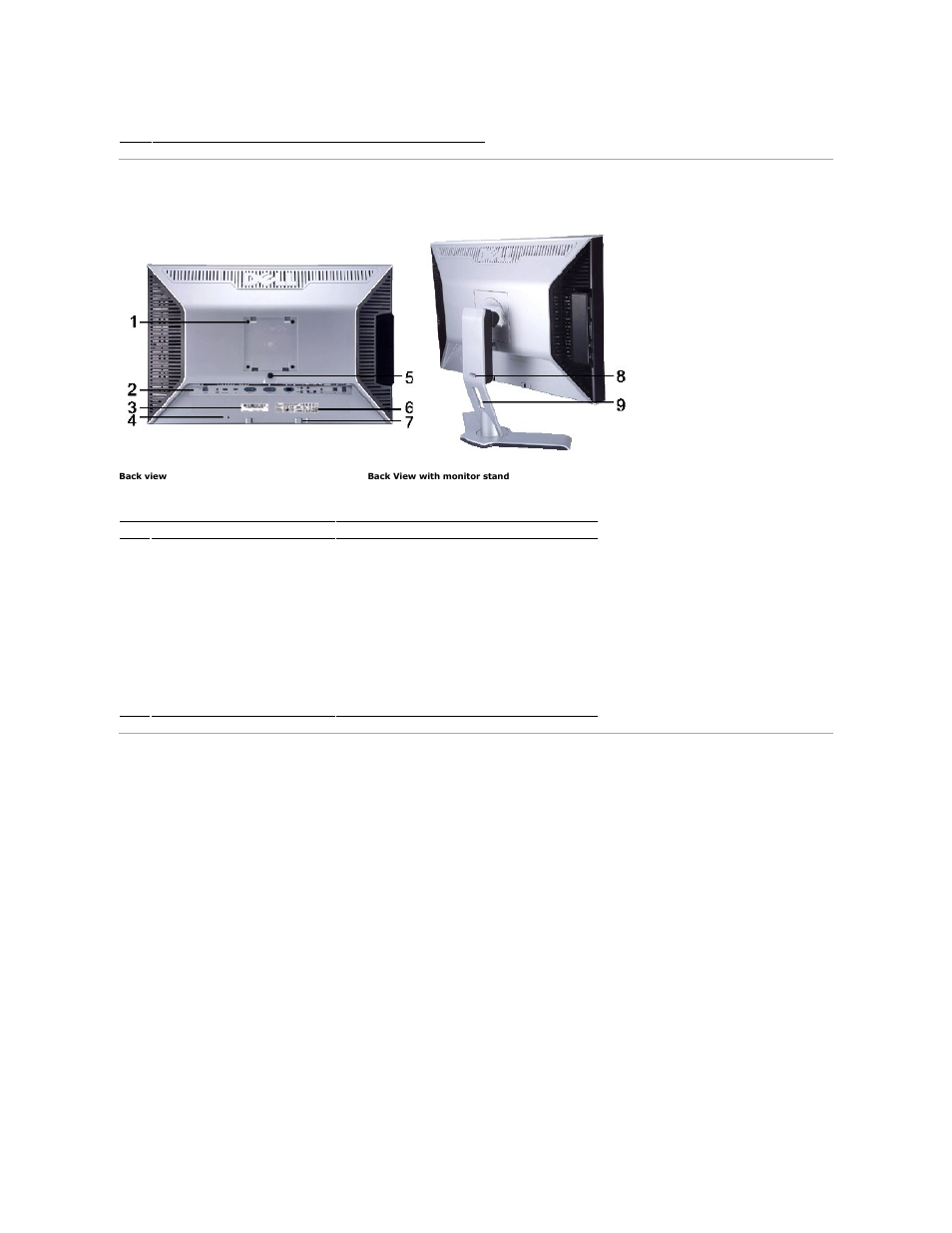 Back view, Side view | Dell 2408WFP Monitor User Manual | Page 3 / 41