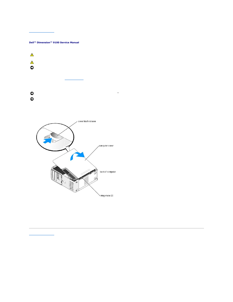 Removing the computer cover | Dell Dimension 9100 User Manual | Page 11 / 52