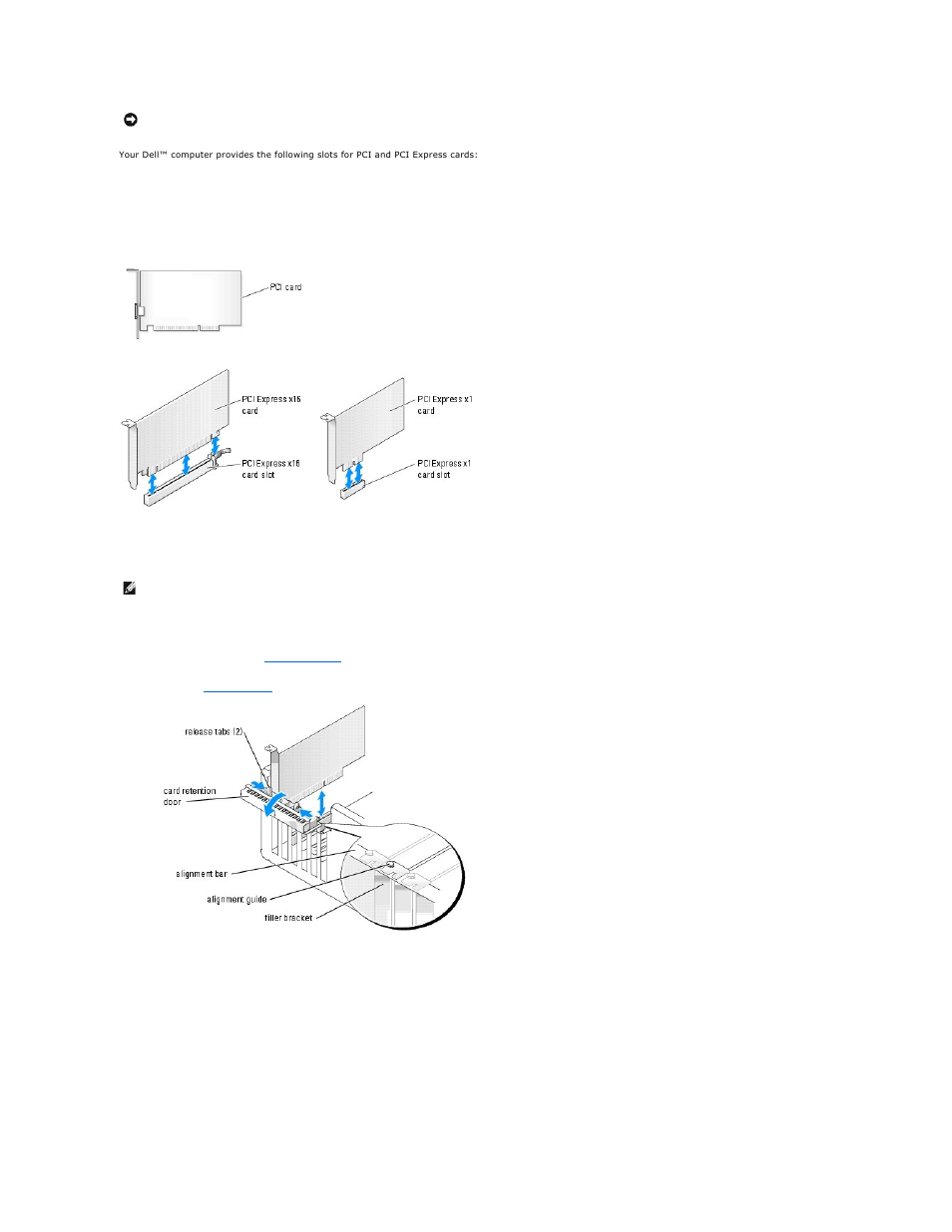 Removing and installing pci and pci express cards | Dell Dimension 9100 User Manual | Page 15 / 52