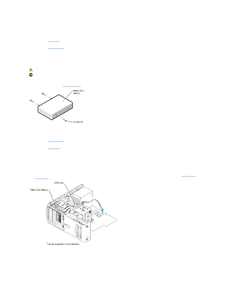 Installing a media card reader | Dell Dimension 9100 User Manual | Page 27 / 52