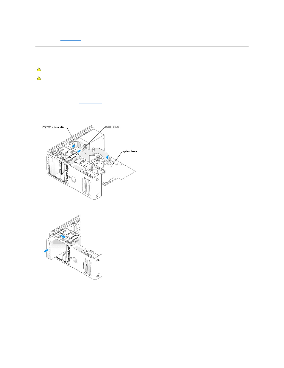 Cd/dvd drive, Removing a cd/dvd drive, Installing a cd/dvd drive | Dell Dimension 9100 User Manual | Page 28 / 52