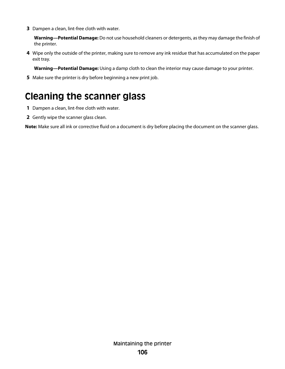 Cleaning the scanner glass | Dell V715w All In One Wireless Inkjet Printer User Manual | Page 106 / 150