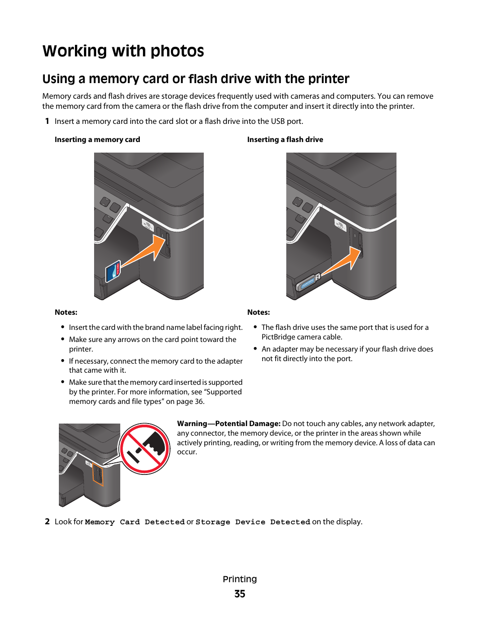 Working with photos | Dell V715w All In One Wireless Inkjet Printer User Manual | Page 35 / 150