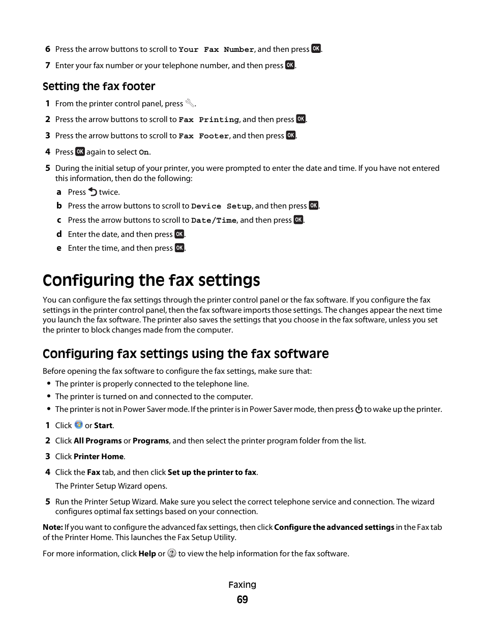 Configuring the fax settings, Configuring fax settings using the fax software | Dell V715w All In One Wireless Inkjet Printer User Manual | Page 69 / 150