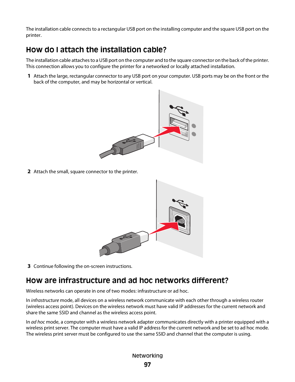 How do i attach the installation cable | Dell V715w All In One Wireless Inkjet Printer User Manual | Page 97 / 150