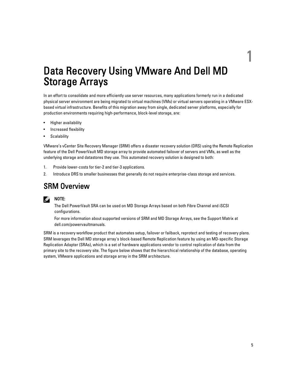 Srm overview | Dell PowerVault MD3820i User Manual | Page 5 / 33