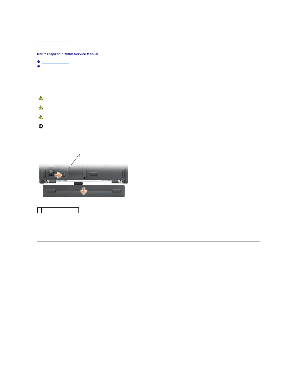 Battery, Removing a battery, Installing the battery | Dell Inspiron 700M User Manual | Page 2 / 39