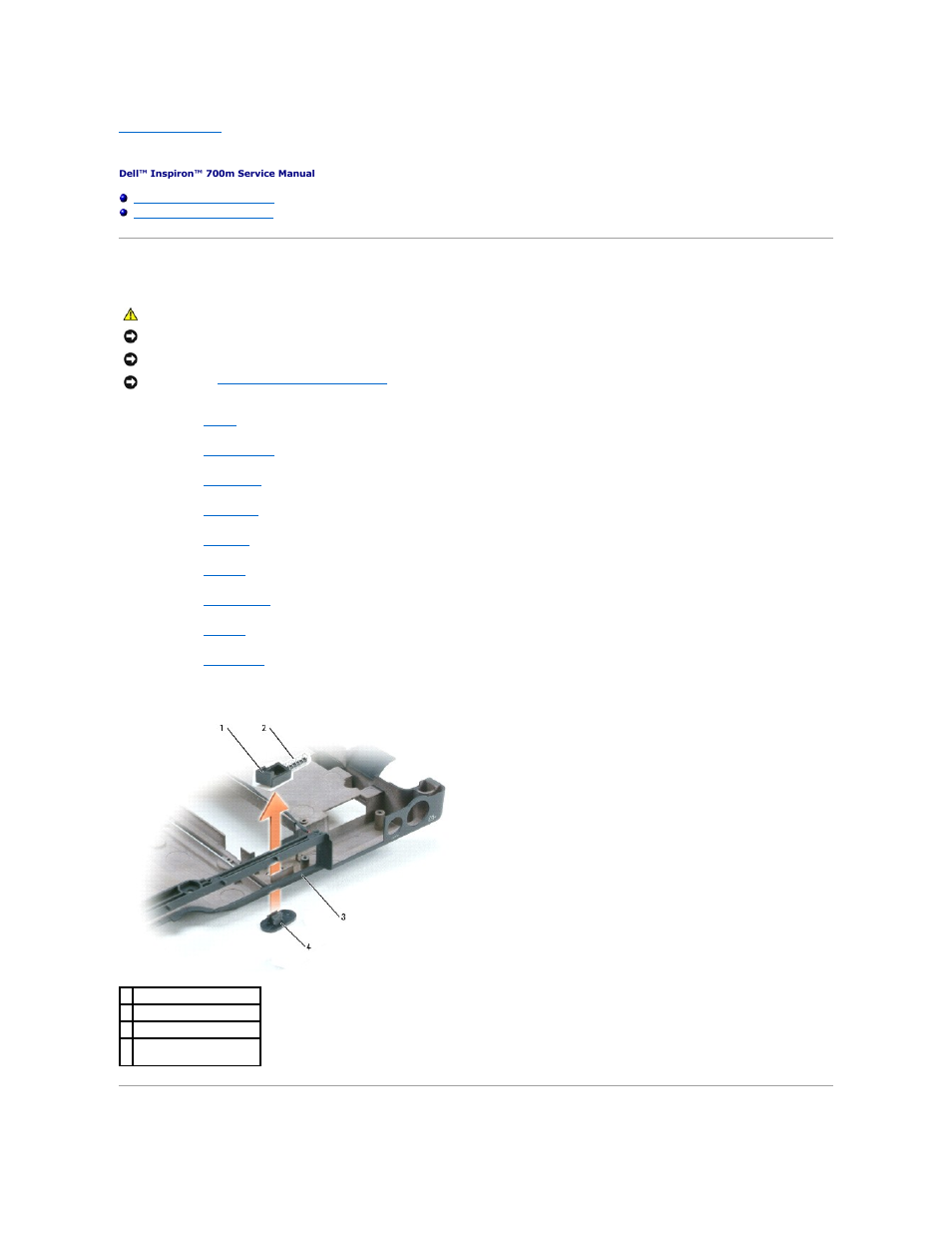 Optical bay latch, Removing the optical bay latch | Dell Inspiron 700M User Manual | Page 20 / 39