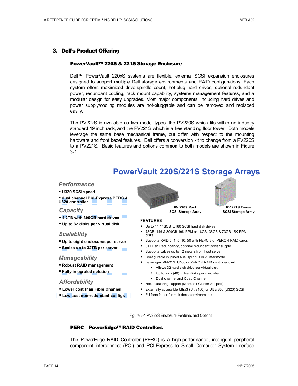 Capacity, Scalability, Manageability | Affordability, Performance, Dell’s product offering | Dell PowerVault 221S (SCSI) User Manual | Page 14 / 44