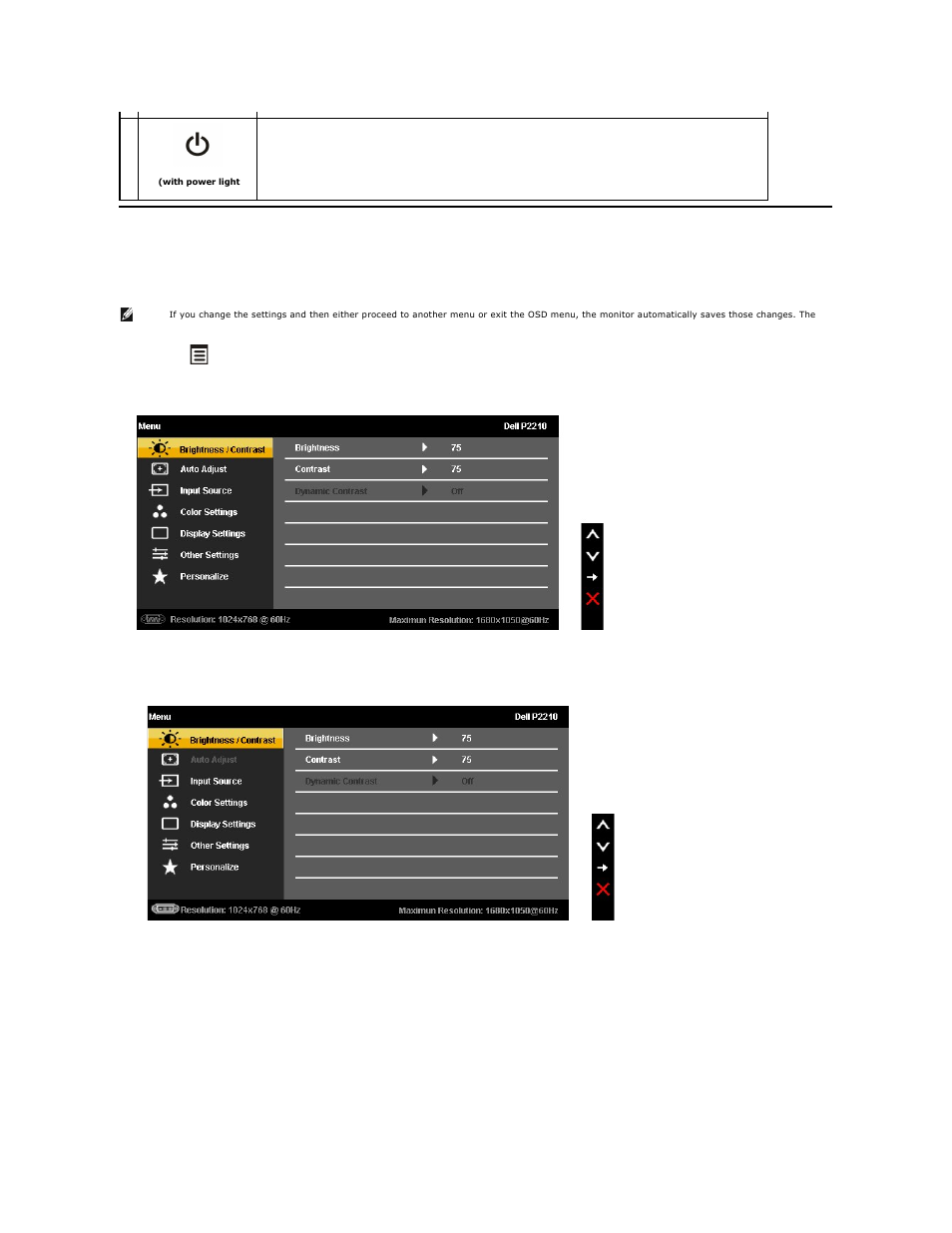 Using the on-screen display (osd) menu, Accessing the menu, System | Accessing the menu system | Dell P2210 Monitor User Manual | Page 17 / 32