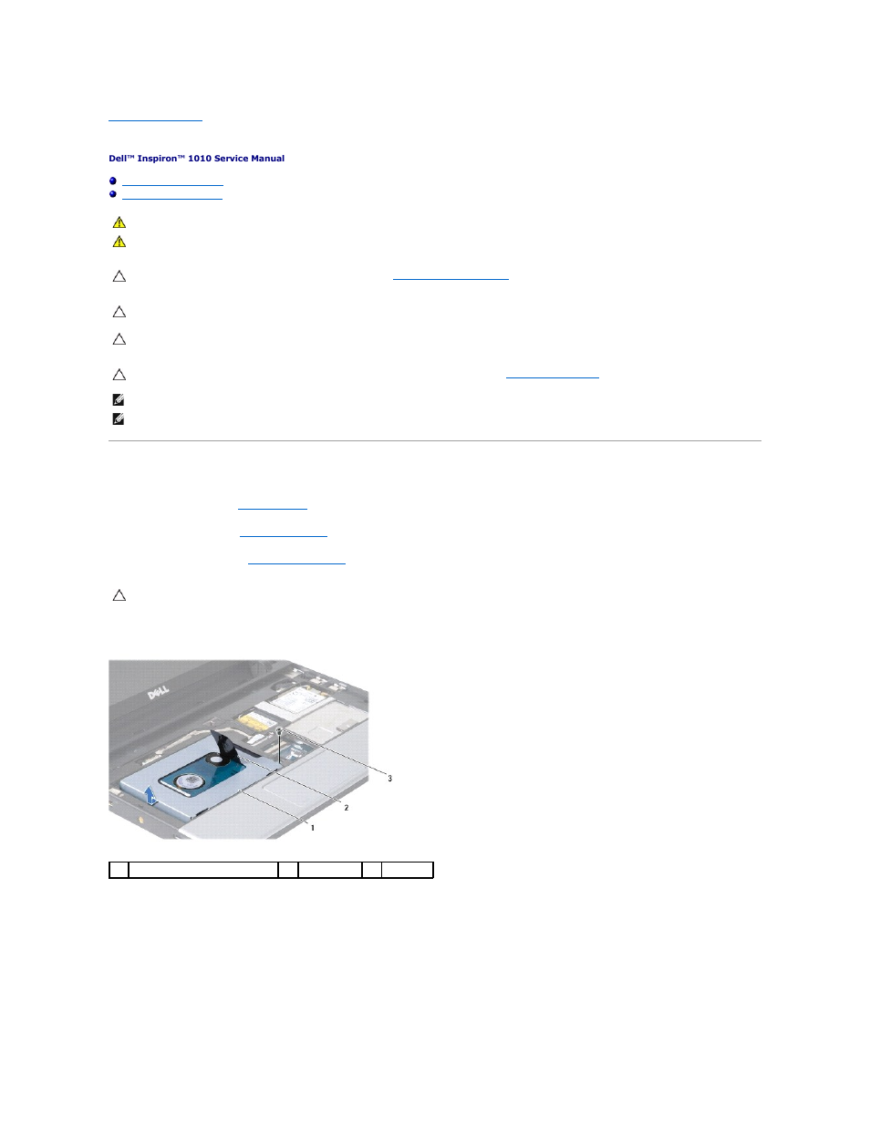 Hard drive, Removing the hard drive | Dell Inspiron Mini 10 (1010, Early 2009) User Manual | Page 20 / 44