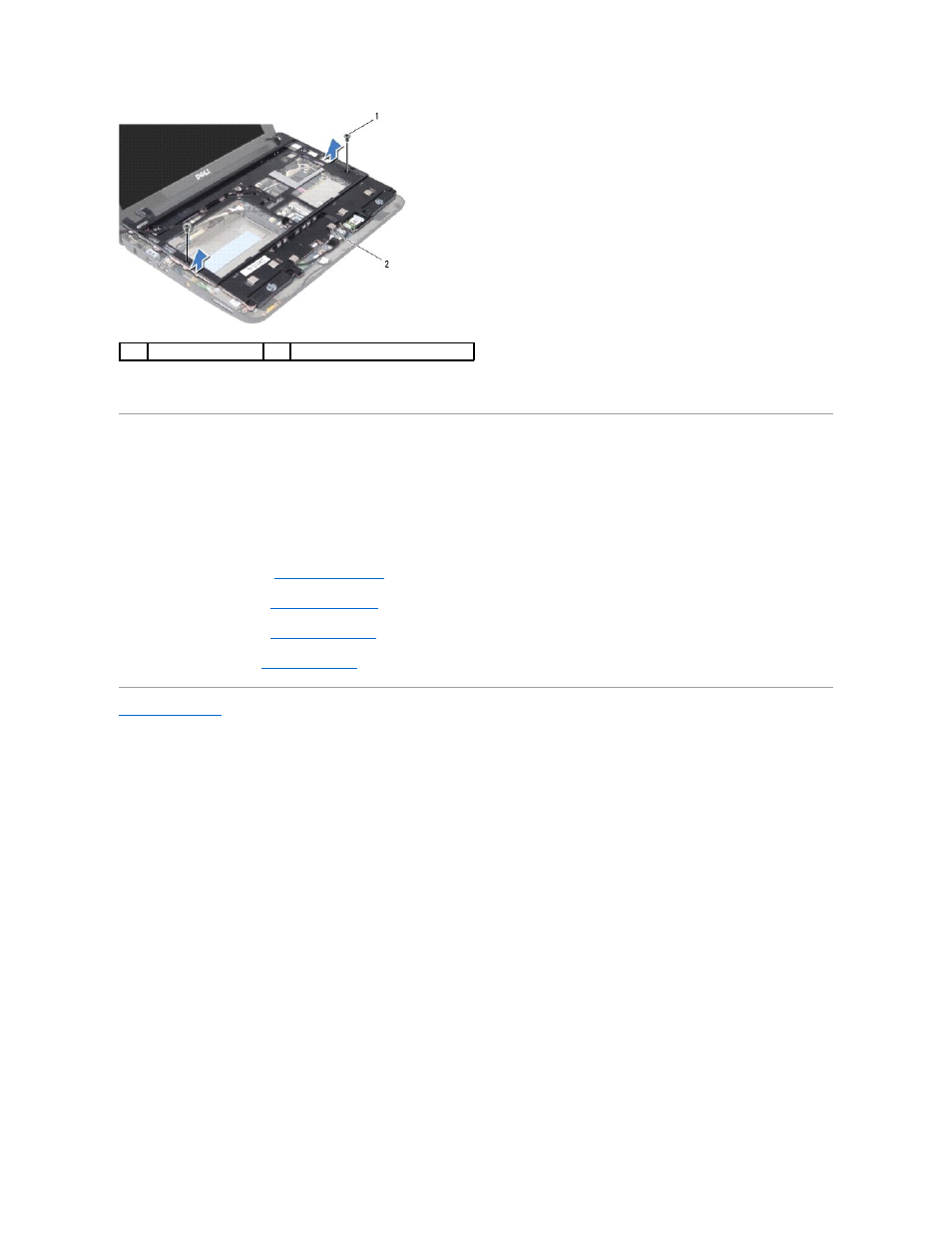 Replacing the palm rest bracket | Dell Inspiron Mini 10 (1010, Early 2009) User Manual | Page 30 / 44
