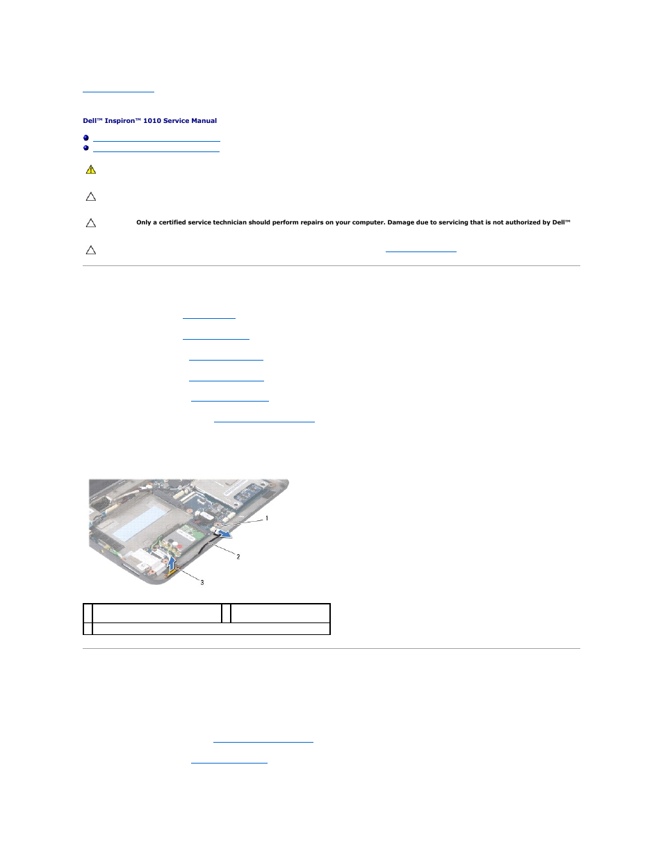 Battery status light board, Removing the battery status light board, Replacing the battery status light board | Dell Inspiron Mini 10 (1010, Early 2009) User Manual | Page 4 / 44