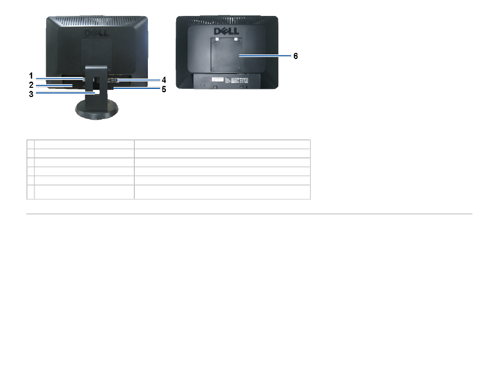 Bottom view | Dell S1909WXWFP Monitor User Manual | Page 5 / 34