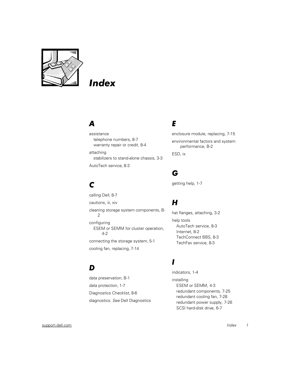 Index | Dell PowerVault 211S (SCSI) User Manual | Page 147 / 148
