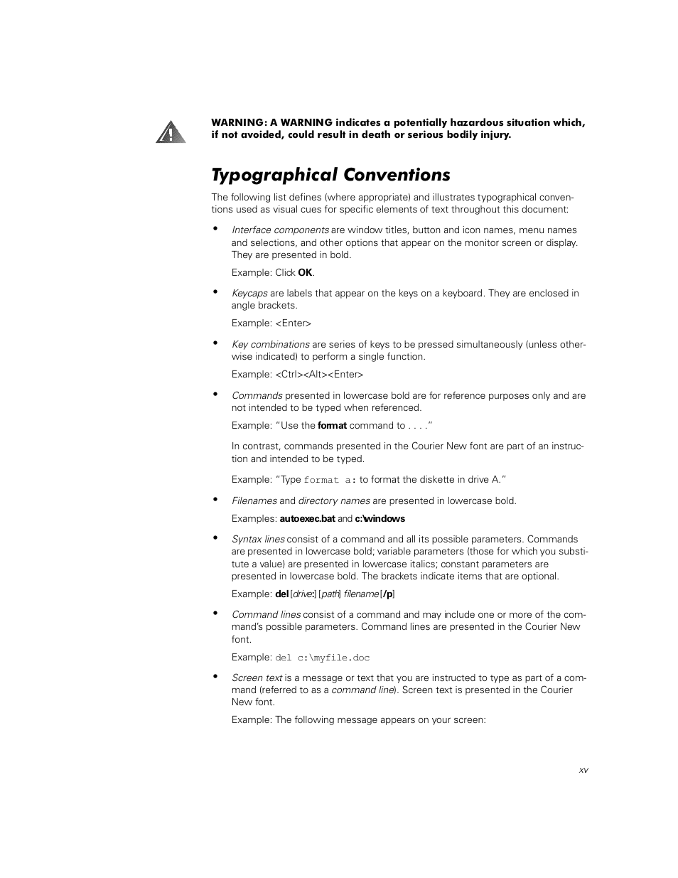 Typographical conventions, 7\srjudsklfdo &rqyhqwlrqv | Dell PowerVault 211S (SCSI) User Manual | Page 21 / 148