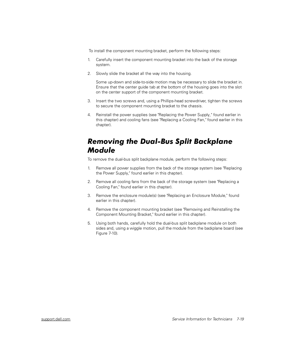 Removing the dual-bus split backplane module, 5hprylqj wkh 'xdo%xv 6solw %dfnsodqh 0rgxoh | Dell PowerVault 211S (SCSI) User Manual | Page 77 / 148