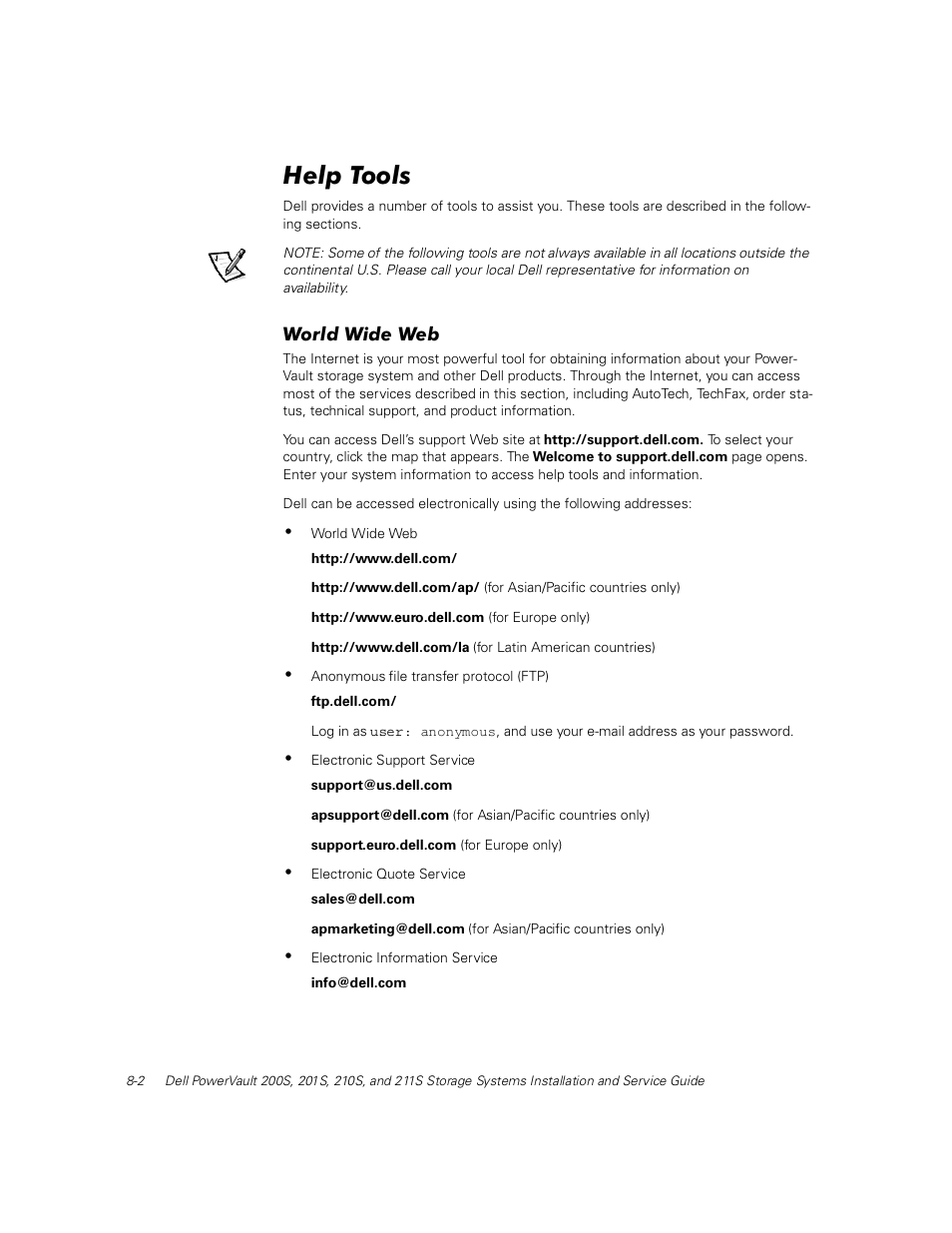 Help tools, World wide web, Hos 7rrov | Dell PowerVault 211S (SCSI) User Manual | Page 92 / 148