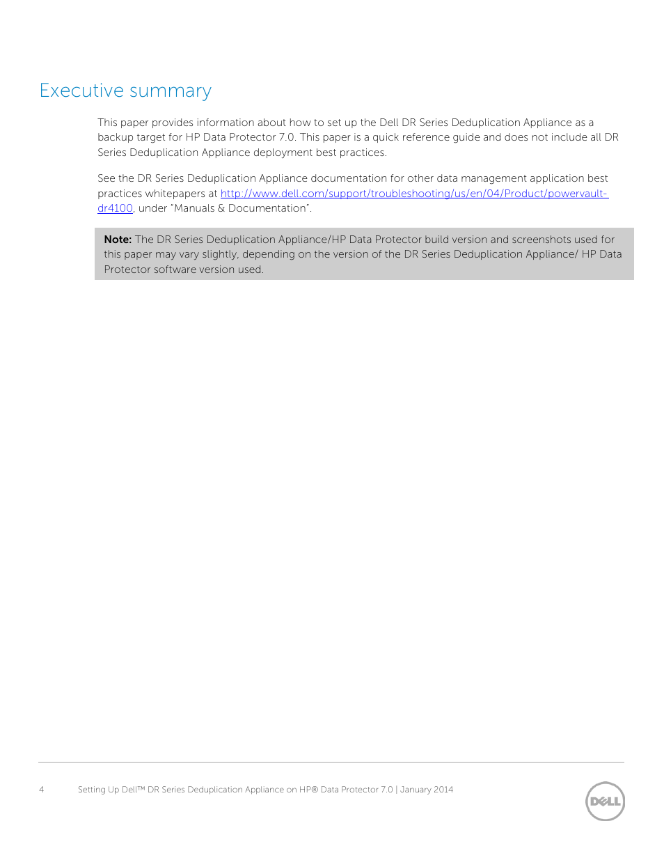 Executive summary | Dell PowerVault DR6000 User Manual | Page 4 / 37