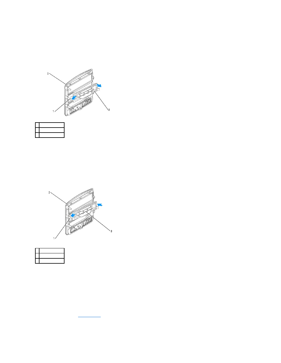 Removing the drive-panel insert, Replacing the drive-panel insert, Replacing the drive panel | Dell Dimension 5000 User Manual | Page 23 / 55