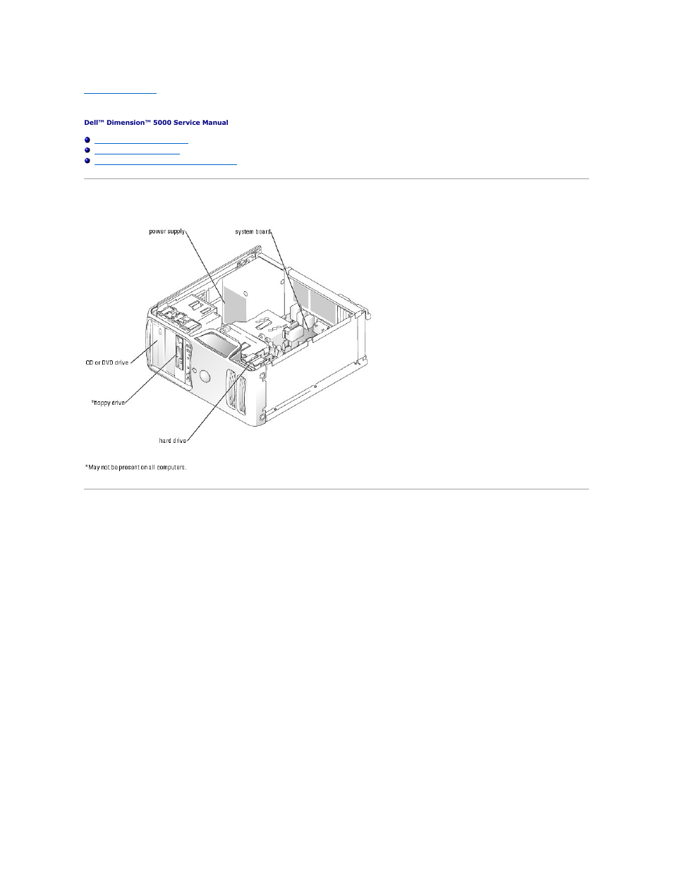 Technical overview, Inside view of your computer, System board components | Dell Dimension 5000 User Manual | Page 52 / 55