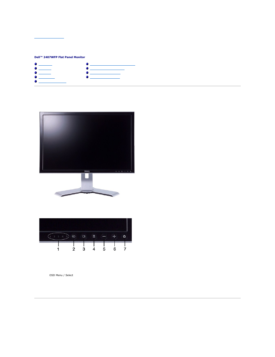 About your monitor, Front view, Back view | Dell 2407WFP Monitor User Manual | Page 2 / 51