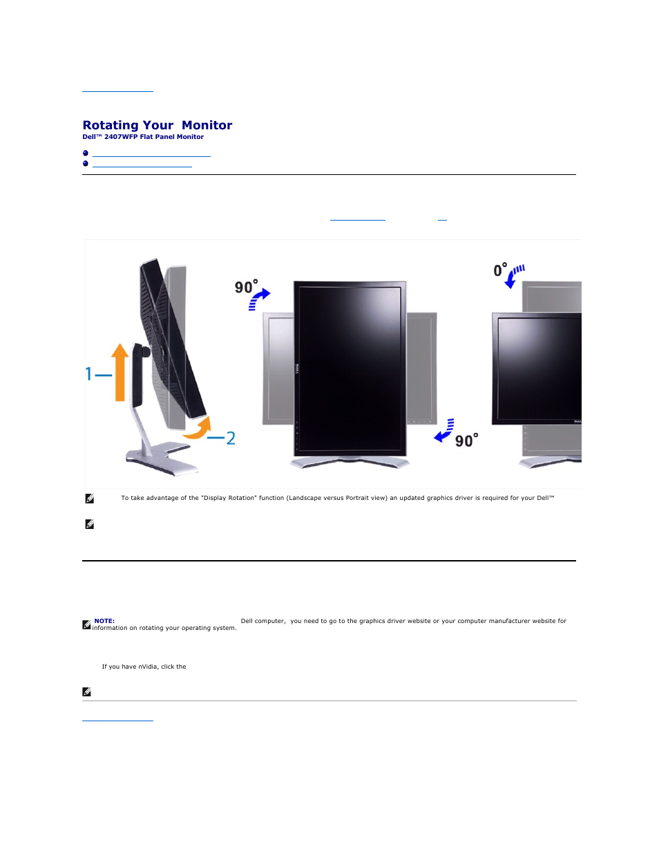 Rotating your monitor, Changing the rotation of your monitor, Rotating your operating system | Dell 2407WFP Monitor User Manual | Page 30 / 51