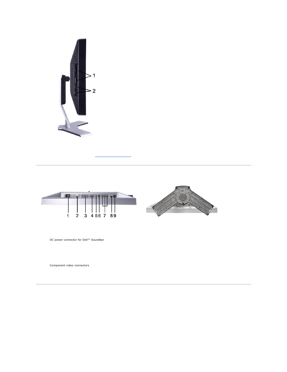 Bottom view, Monitor specifications, General | Flat panel | Dell 2407WFP Monitor User Manual | Page 4 / 51