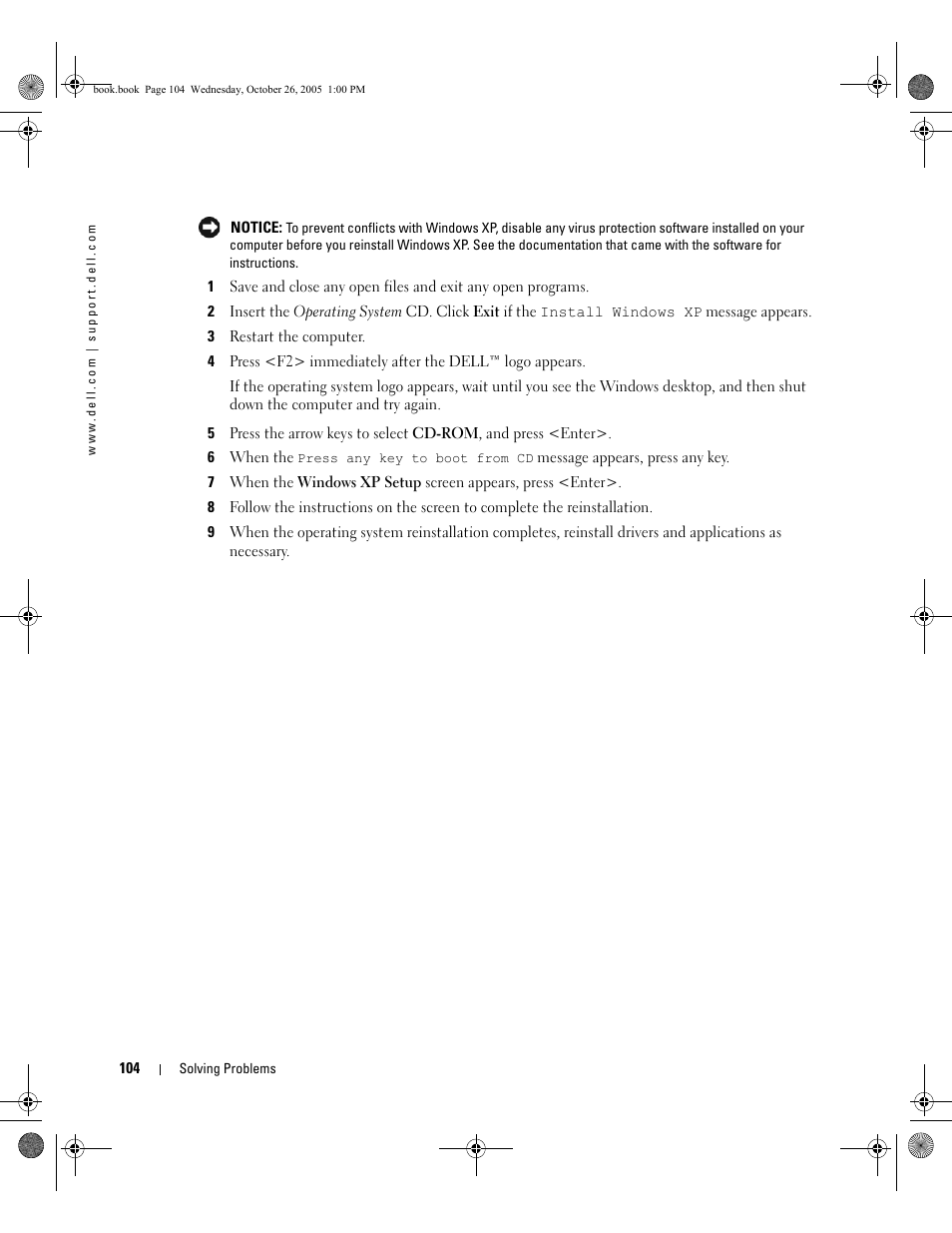 Dell XPS M140 (MXC051, Late 2005) User Manual | Page 104 / 180