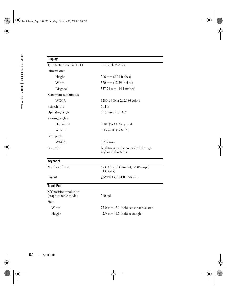 Dell XPS M140 (MXC051, Late 2005) User Manual | Page 134 / 180