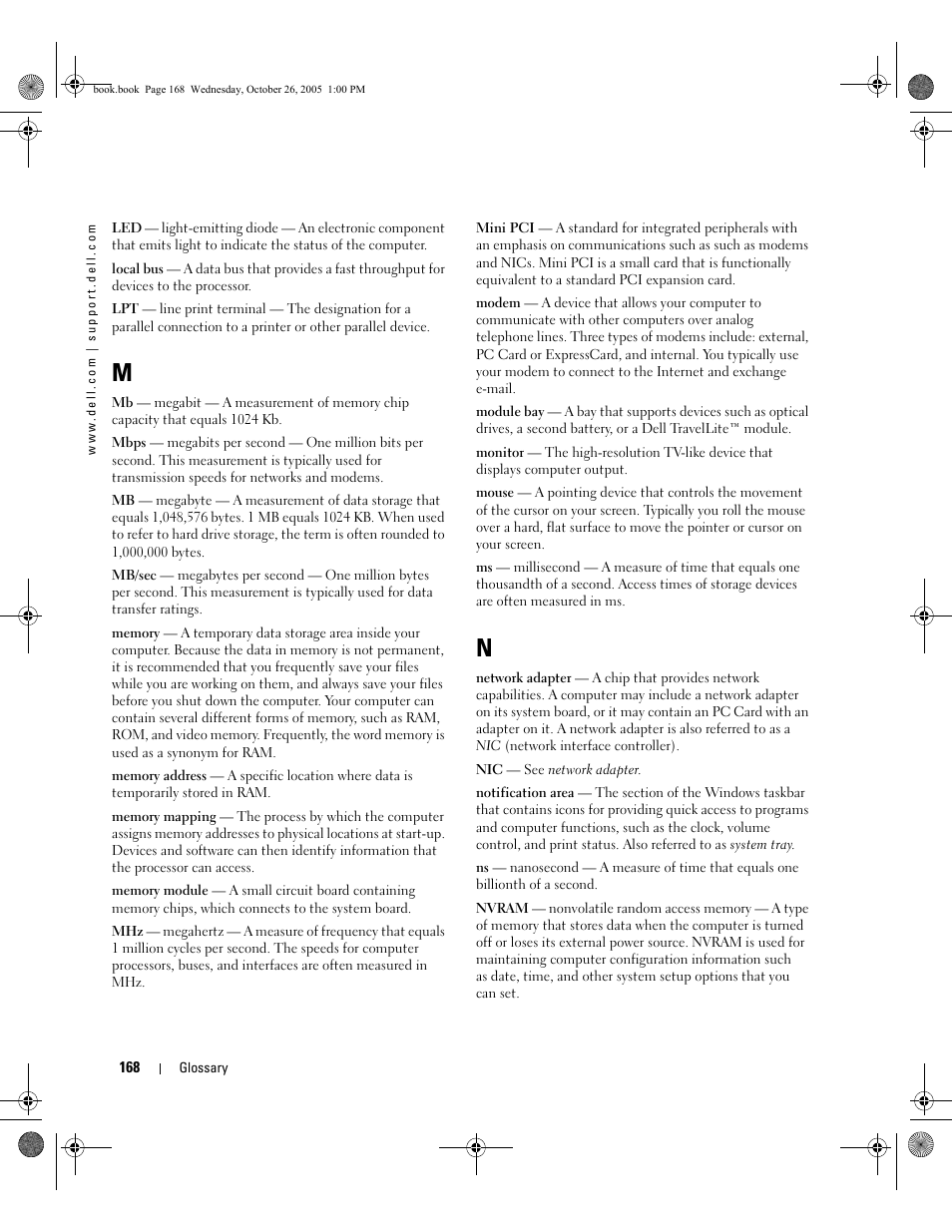 Dell XPS M140 (MXC051, Late 2005) User Manual | Page 168 / 180