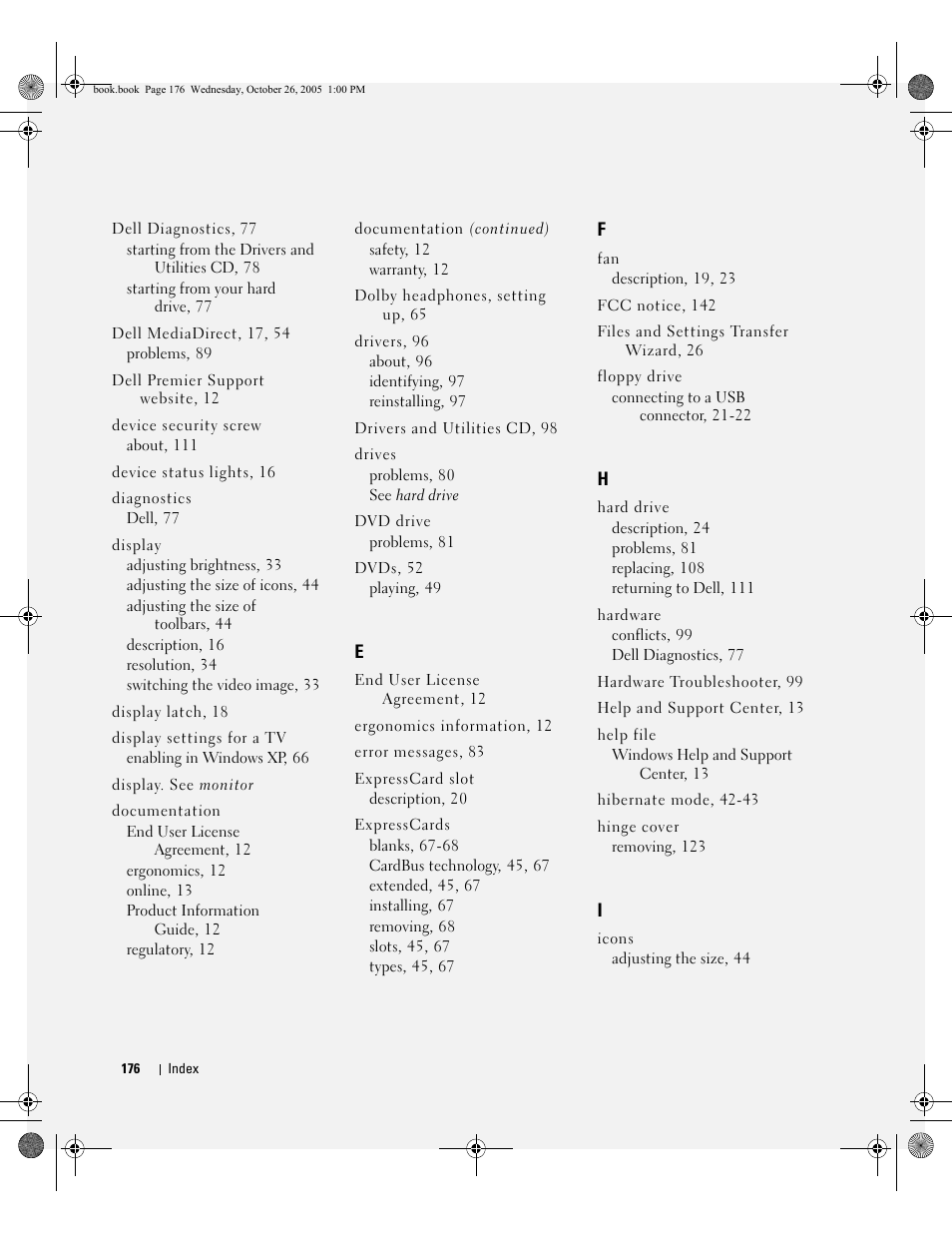 Dell XPS M140 (MXC051, Late 2005) User Manual | Page 176 / 180