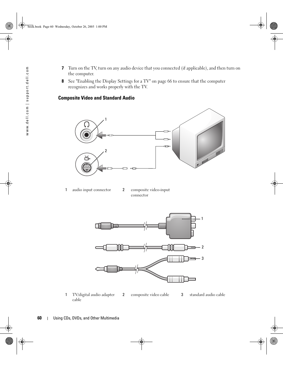 Composite video and standard audio | Dell XPS M140 (MXC051, Late 2005) User Manual | Page 60 / 180